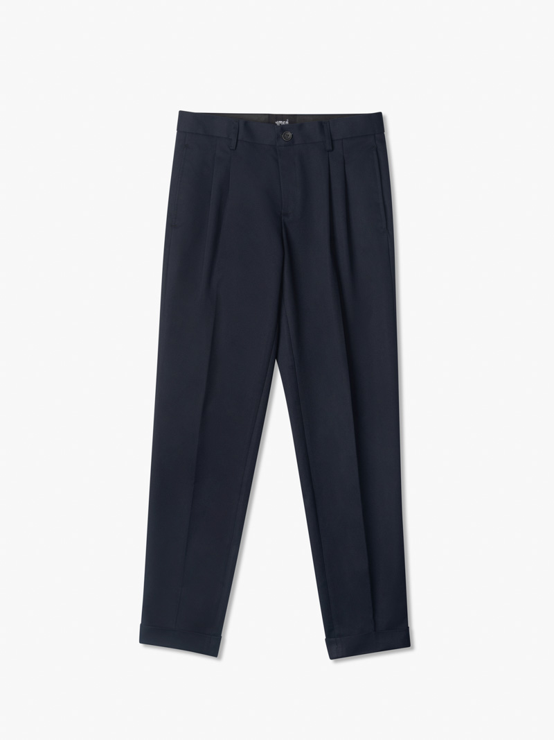 Quần Tây Xếp Li Thêu Form Slimfit Crop QT055 Màu Xanh Đen