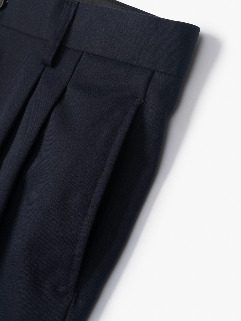 Quần Tây Xếp Li Thêu Form Slimfit Crop QT055 Màu Xanh Đen