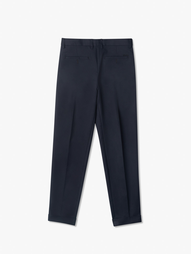 Quần Tây Xếp Li Thêu Form Slimfit Crop QT055 Màu Xanh Đen