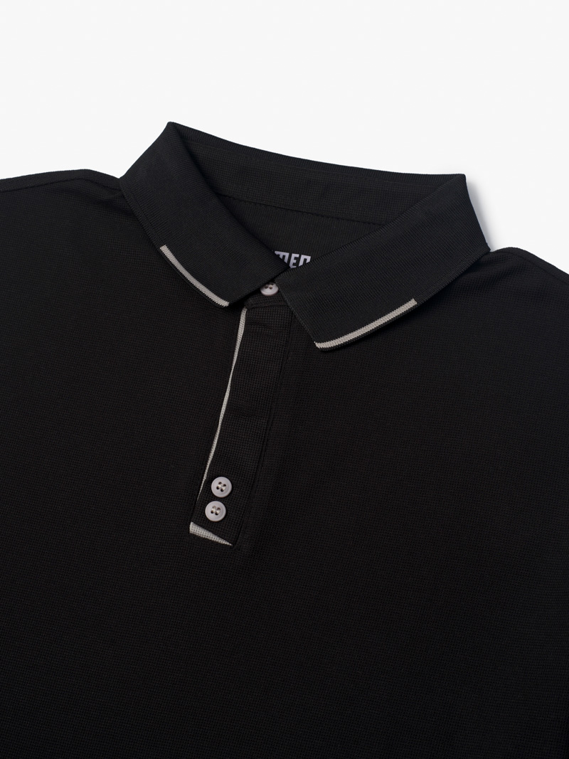 Áo Polo Tổ Ong Trụ Hai Màu Form Regular PO110 Màu Đen
