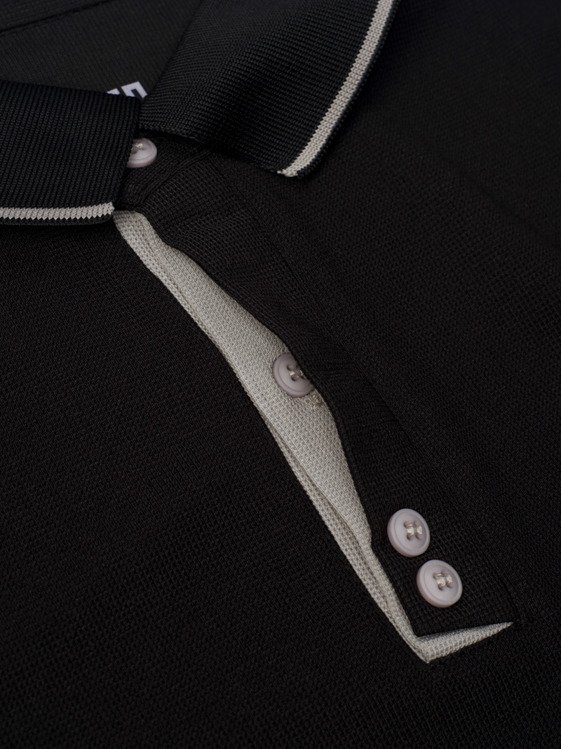 Áo Polo Tổ Ong Trụ Hai Màu Form Regular PO110 Màu Đen