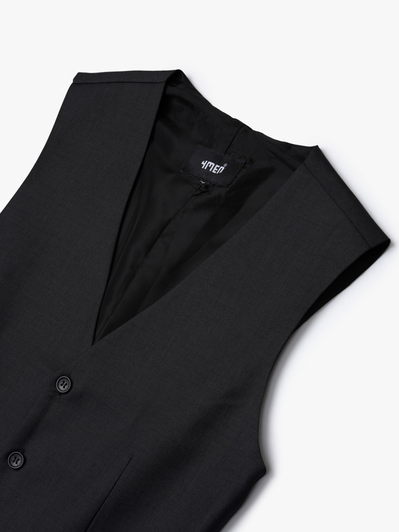Áo Gile Trơn 4 Nút Form Slimfit AG036 Màu Đen