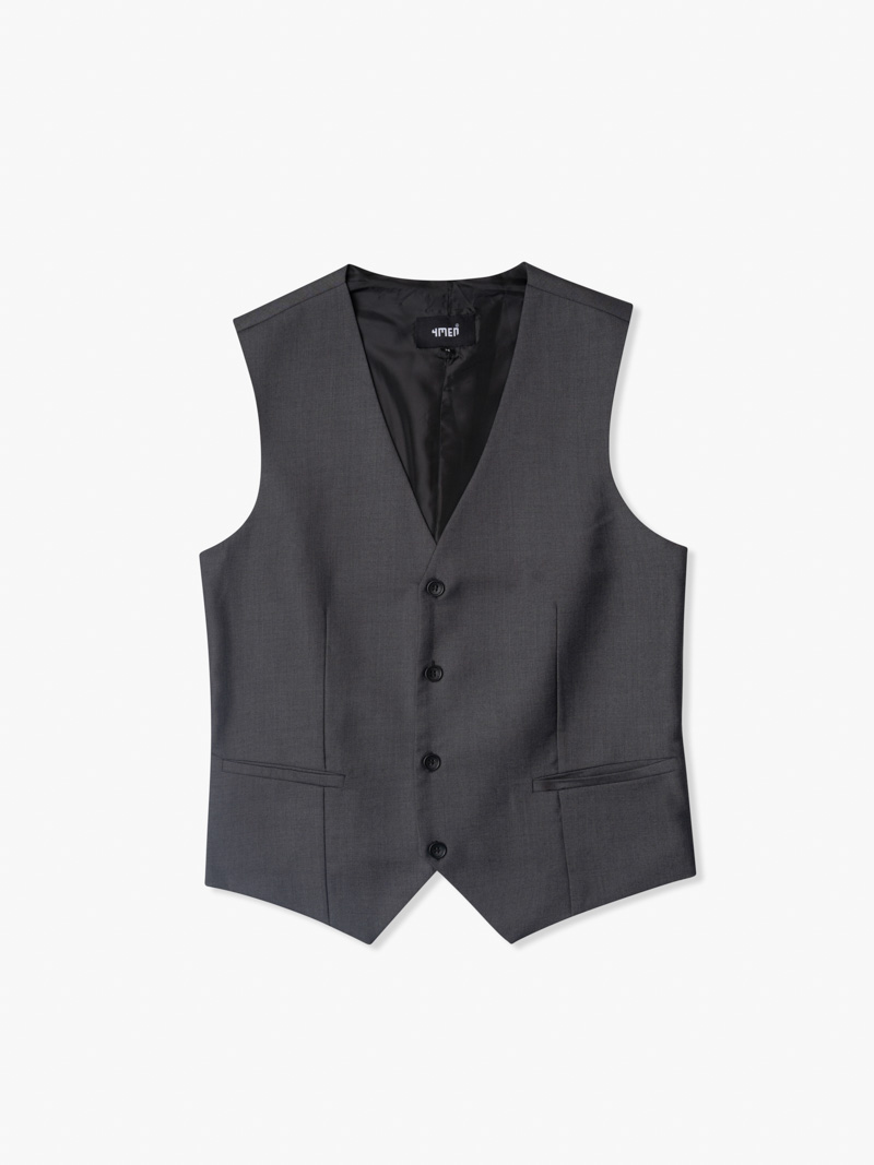 Áo Gile Trơn 4 Nút Form Slimfit AG036 Màu Xám Đậm