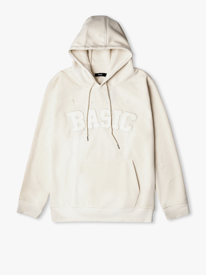 Áo Hoodie May Đắp Basic Form Regular AH003 Màu Kem