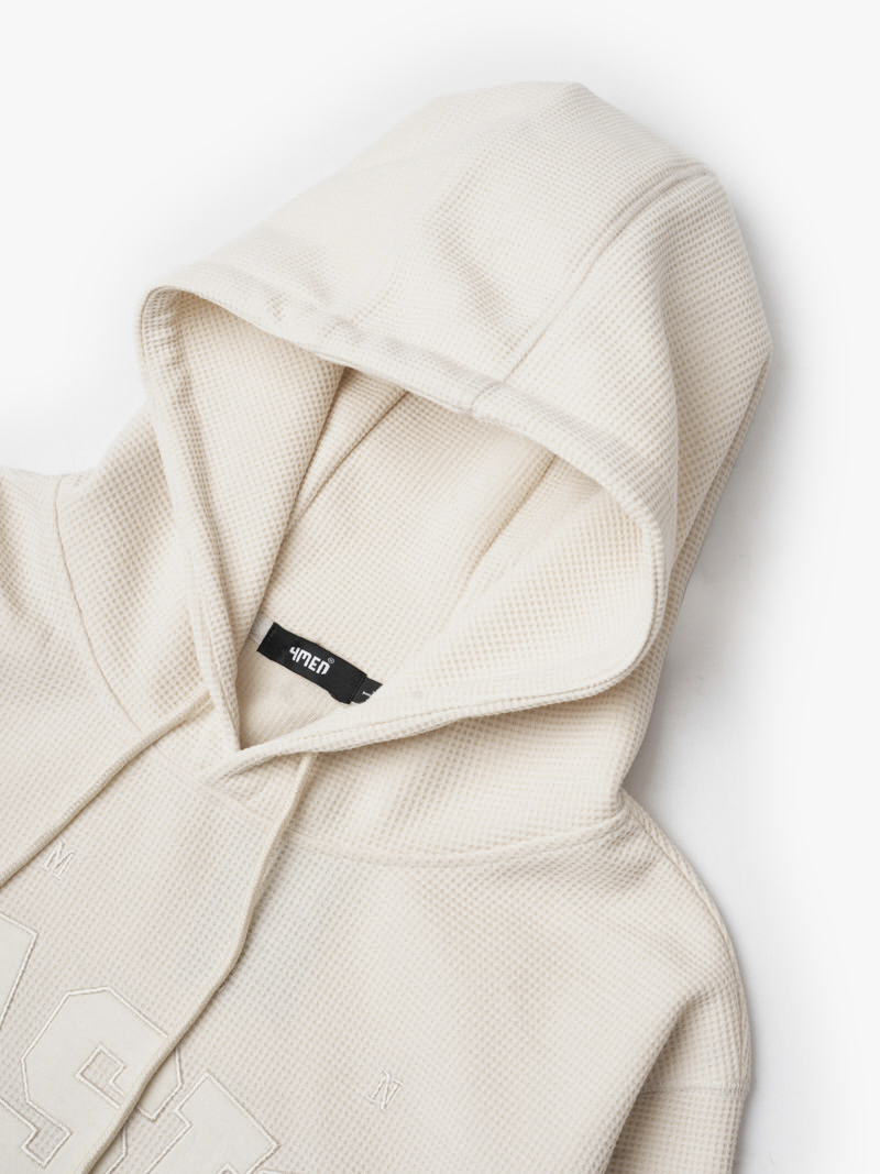 Áo Hoodie May Đắp Basic Form Regular AH003 Màu Kem