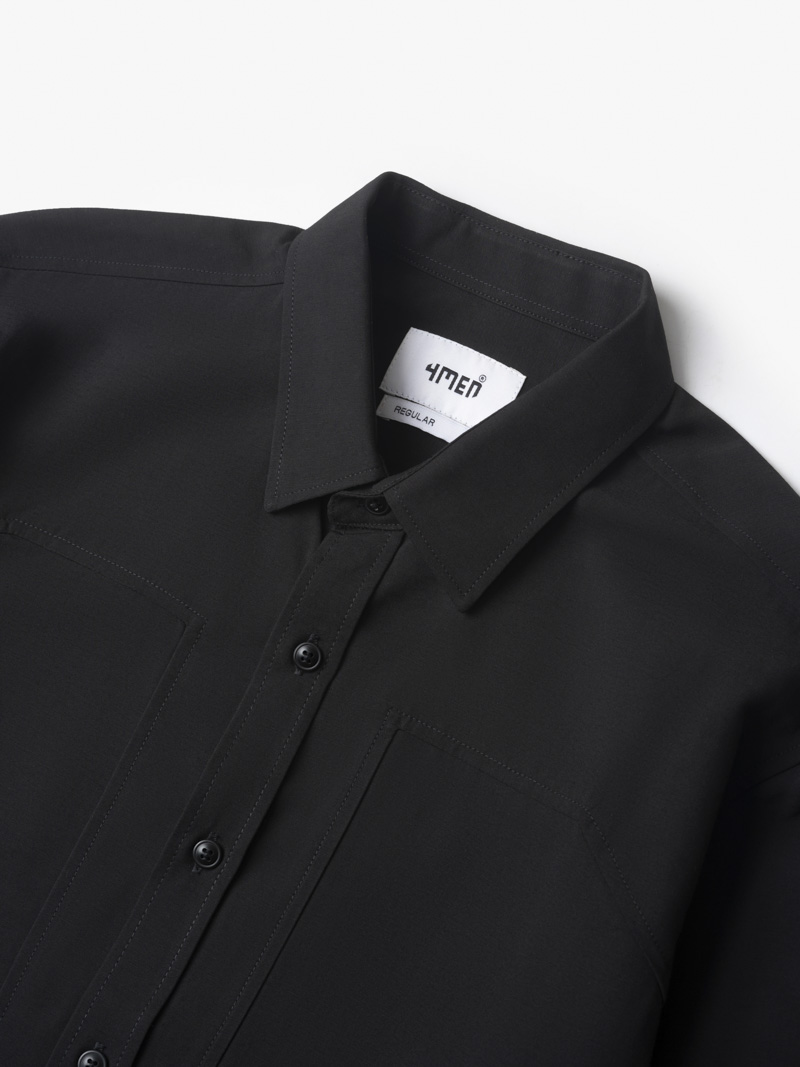 Áo Sơ Mi Tay Dài Rã Phối Form Regular SM139 Màu Đen