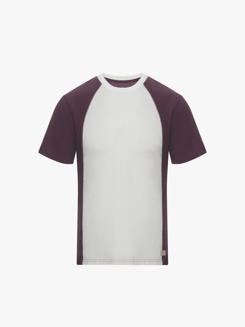 Áo Thun Rã Phối May Tag Form Slimfit AT144 Màu Đỏ Mận