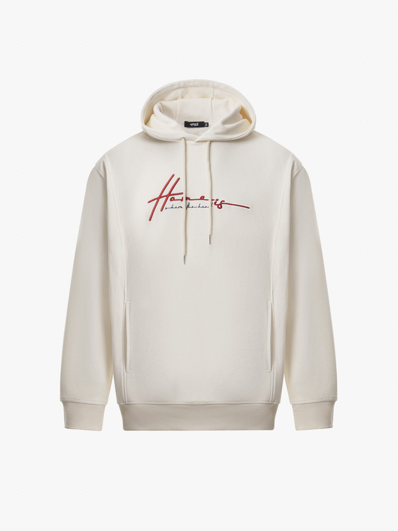 Áo Hoodie Rã Phối Thêu Home Is Form Regular AH004 Màu Kem