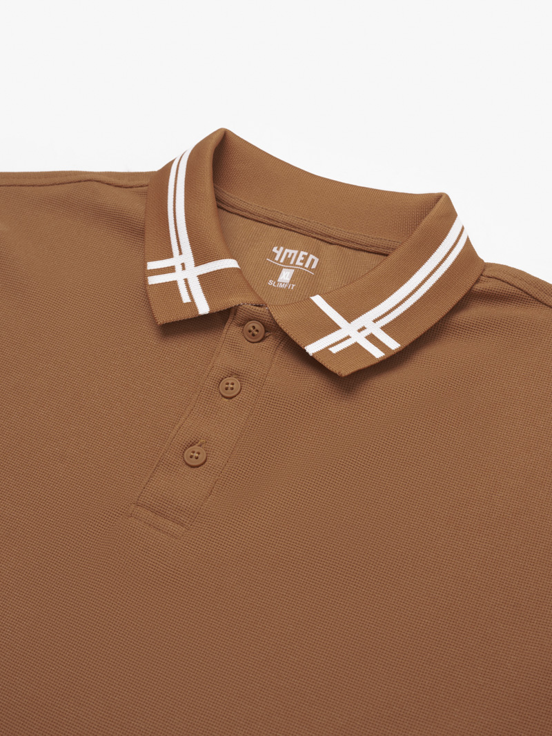 Áo Polo Tổ Ong Phối Bo Dệt Kiểu Form Slimfit PO124 Màu Cam