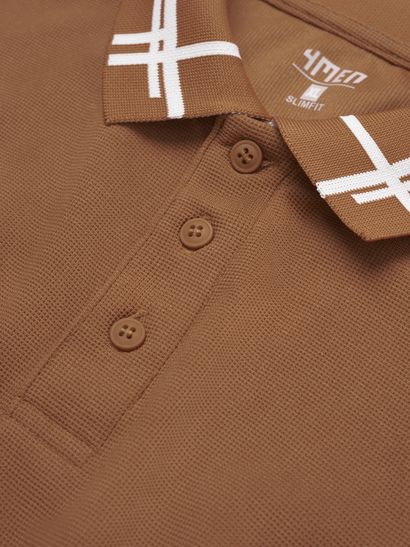 Áo Polo Tổ Ong Phối Bo Dệt Kiểu Form Slimfit PO124 Màu Cam