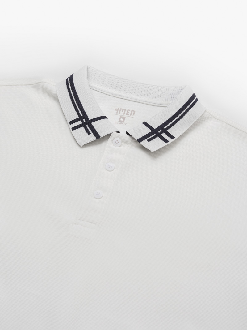 Áo Polo Tổ Ong Phối Bo Dệt Kiểu Form Slimfit PO124 Màu Trắng