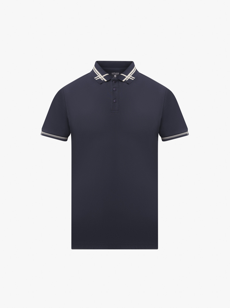 Áo Polo Tổ Ong Phối Bo Dệt Kiểu Form Slimfit PO124 Màu Xanh Đen