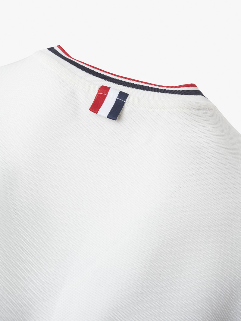 Áo Thun Phối Bo Dệt Sọc Form Slimfit AT145 Màu Trắng