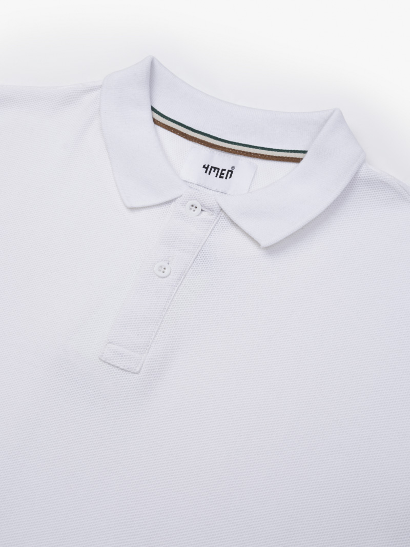 Áo Polo Trơn Signature Phối Dây Sọc Form Regular PO134 Màu Trắng