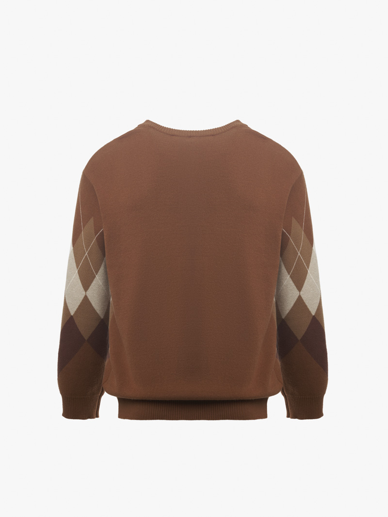 Áo Len Tay Dài Dệt Họa Tiết Quả Trám Form Regular AL012 Màu Nâu