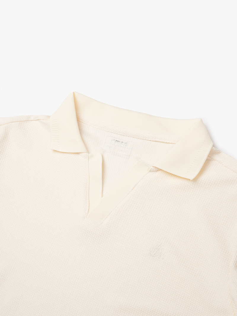 Áo Polo Vải Thun Xương Cá Cổ V Thêu 4M Form Slimfit PO141 Màu Trắng Kem