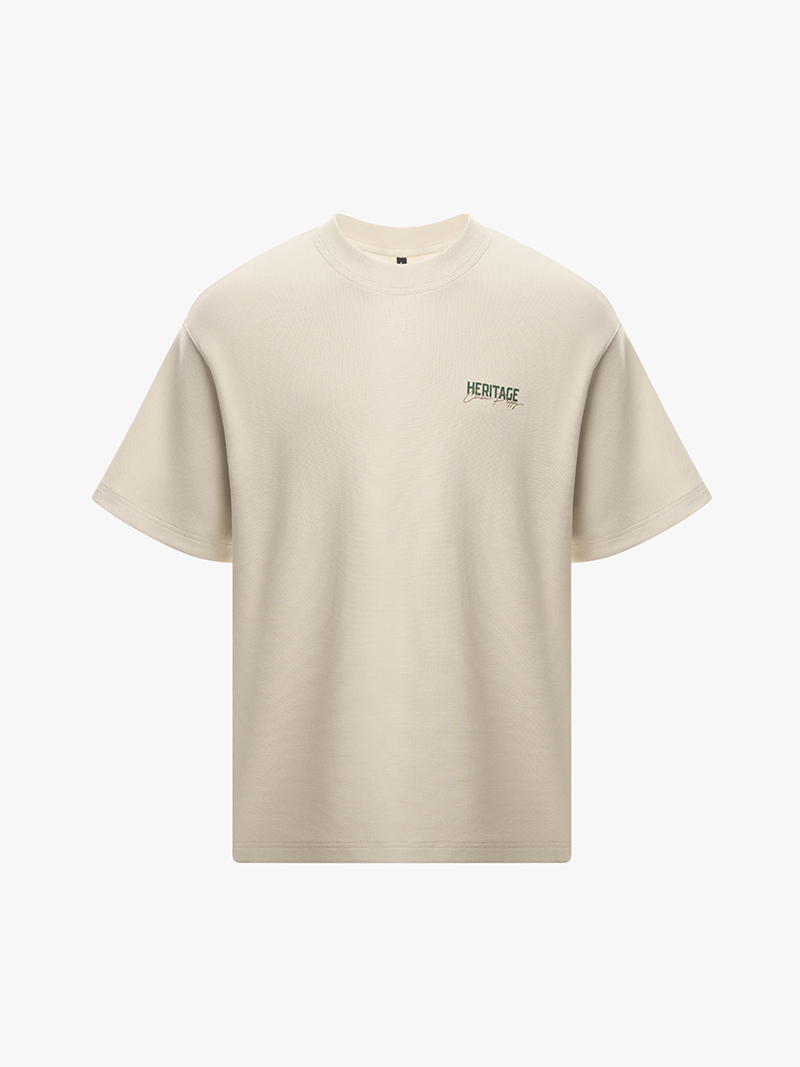 Áo Thun In Thêu Heritage Sau Lưng Form Loose AT157 Màu Be