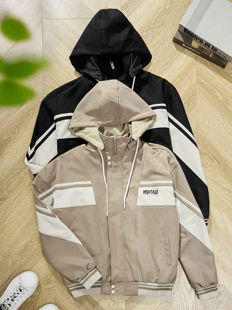 Áo Khoác Kaki Có Nón Rã Phối Preppy Heritage Form Loose AK061 Màu Đen