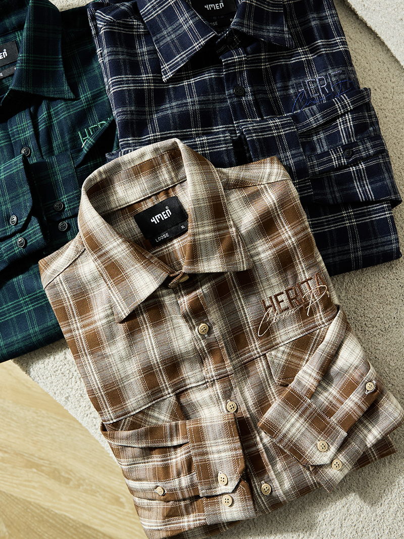 Áo Overshirt Vải Caro Flannel Thêu Heritage Form Loose SM167