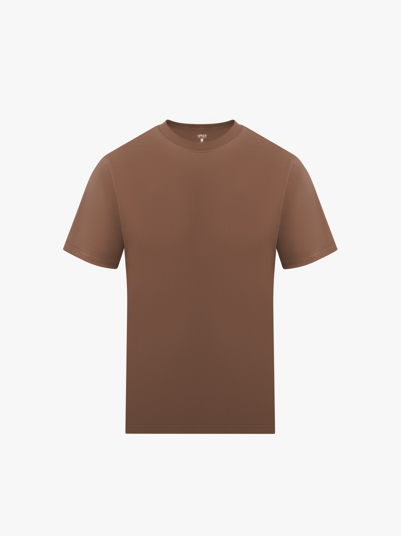 Áo Thun Cổ Tròn Trơn Form Slimfit AT132 Màu Nâu