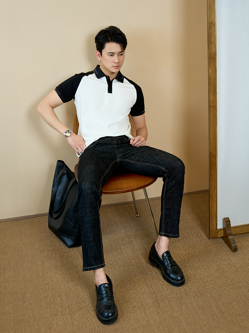 Áo Polo Rayon Bo Sọc Form Slimfit PO161 Màu Trắng