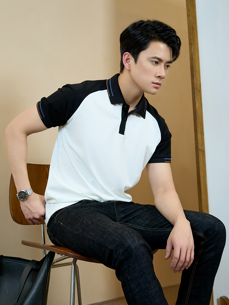 Áo Polo Rayon Bo Sọc Form Slimfit PO161 Màu Trắng
