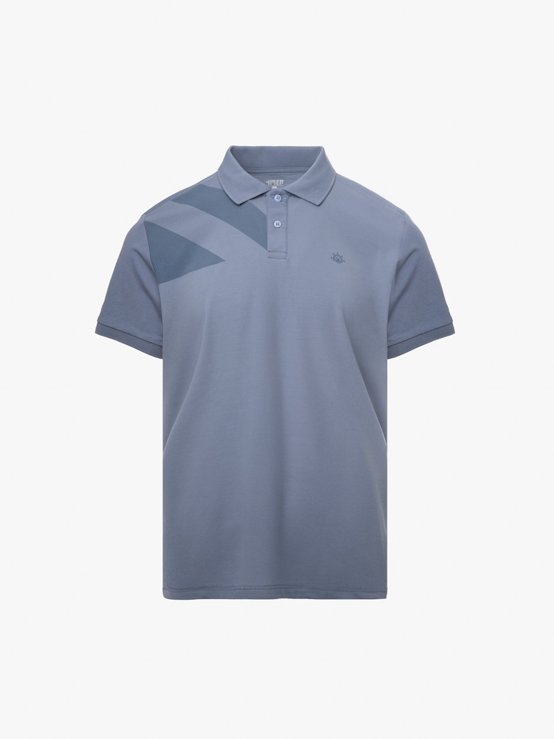 Áo Polo Rayon In Logo Bánh Lái Form Regular PO165 Màu Xanh Đá