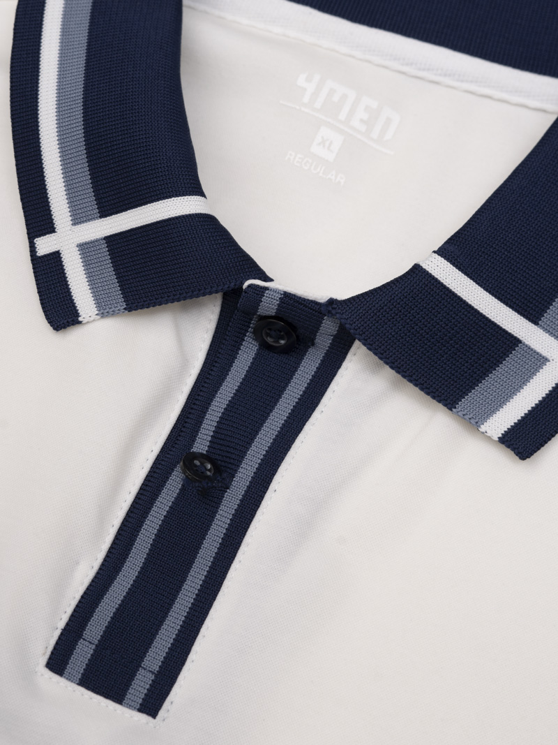 Áo Polo Rayon In Logo Tròn 4M Form Regular PO160 Màu Trắng