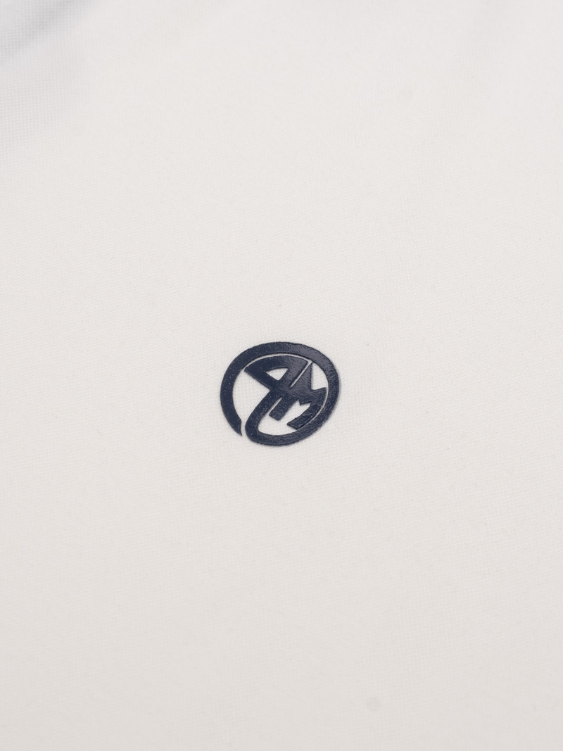 Áo Polo Rayon In Logo Tròn 4M Form Regular PO160 Màu Trắng