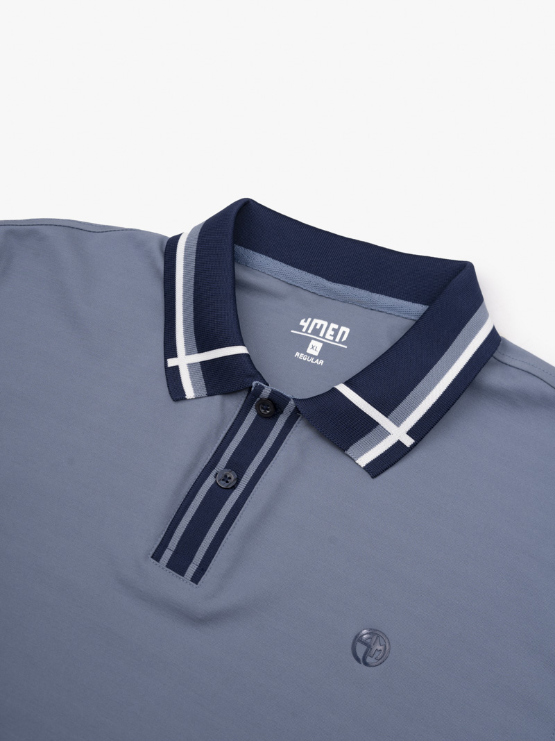 Áo Polo Rayon In Logo Tròn 4M Form Regular PO160 Màu Xanh Đá