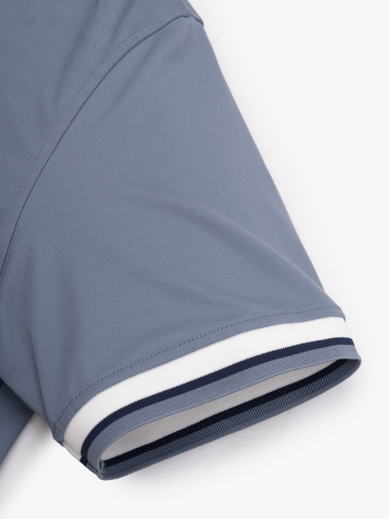 Áo Polo Rayon In Logo Tròn 4M Form Regular PO160 Màu Xanh Đá