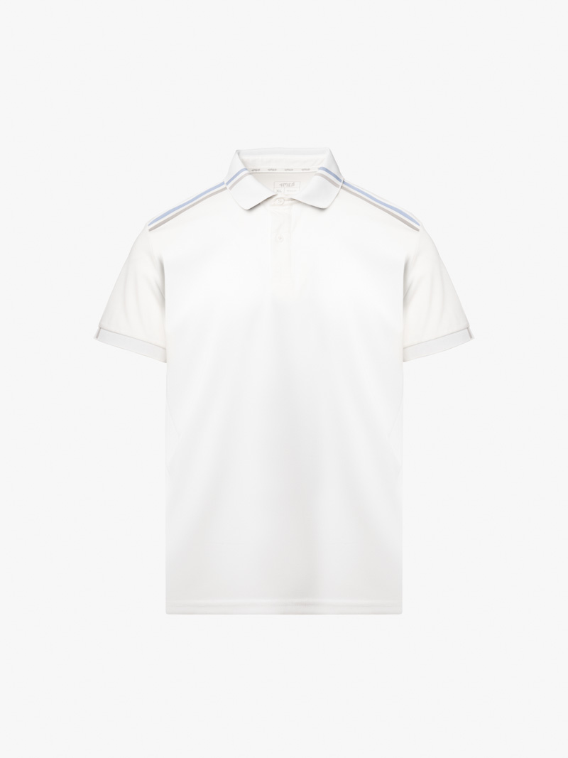 Áo Polo Rayon Phối 2 Sọc Ở Vai Form Regular PO158 Màu Trắng