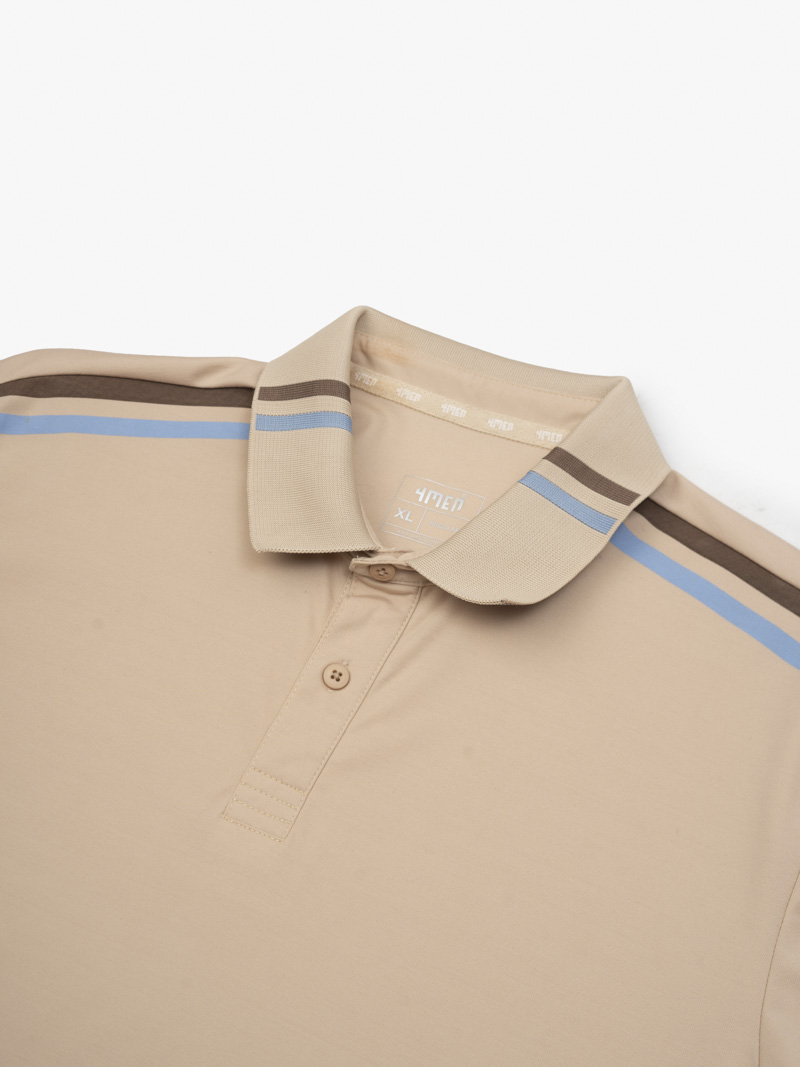 Áo Polo Rayon Phối 2 Sọc Ở Vai Form Regular PO158 Màu Be