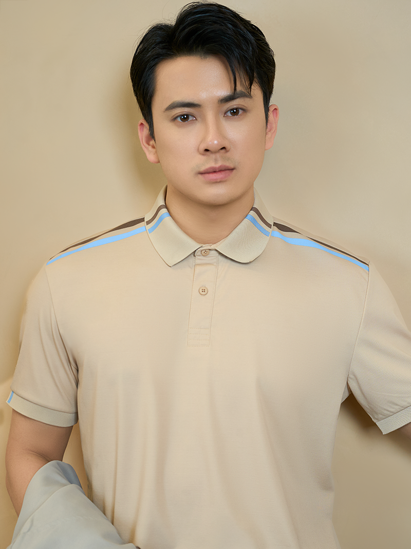 Áo Polo Rayon Phối 2 Sọc Ở Vai Form Regular PO158 Màu Be