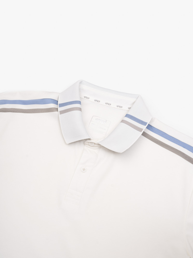 Áo Polo Rayon Phối 2 Sọc Ở Vai Form Regular PO158 Màu Trắng