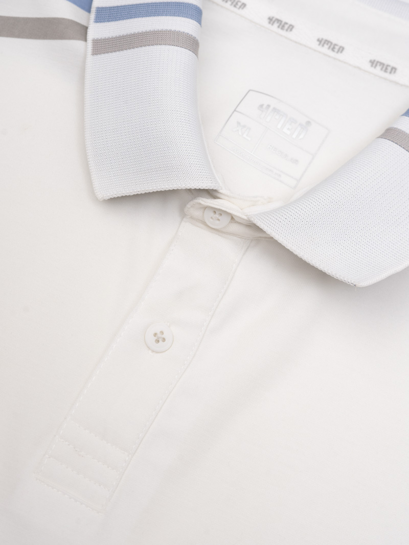 Áo Polo Rayon Phối 2 Sọc Ở Vai Form Regular PO158 Màu Trắng