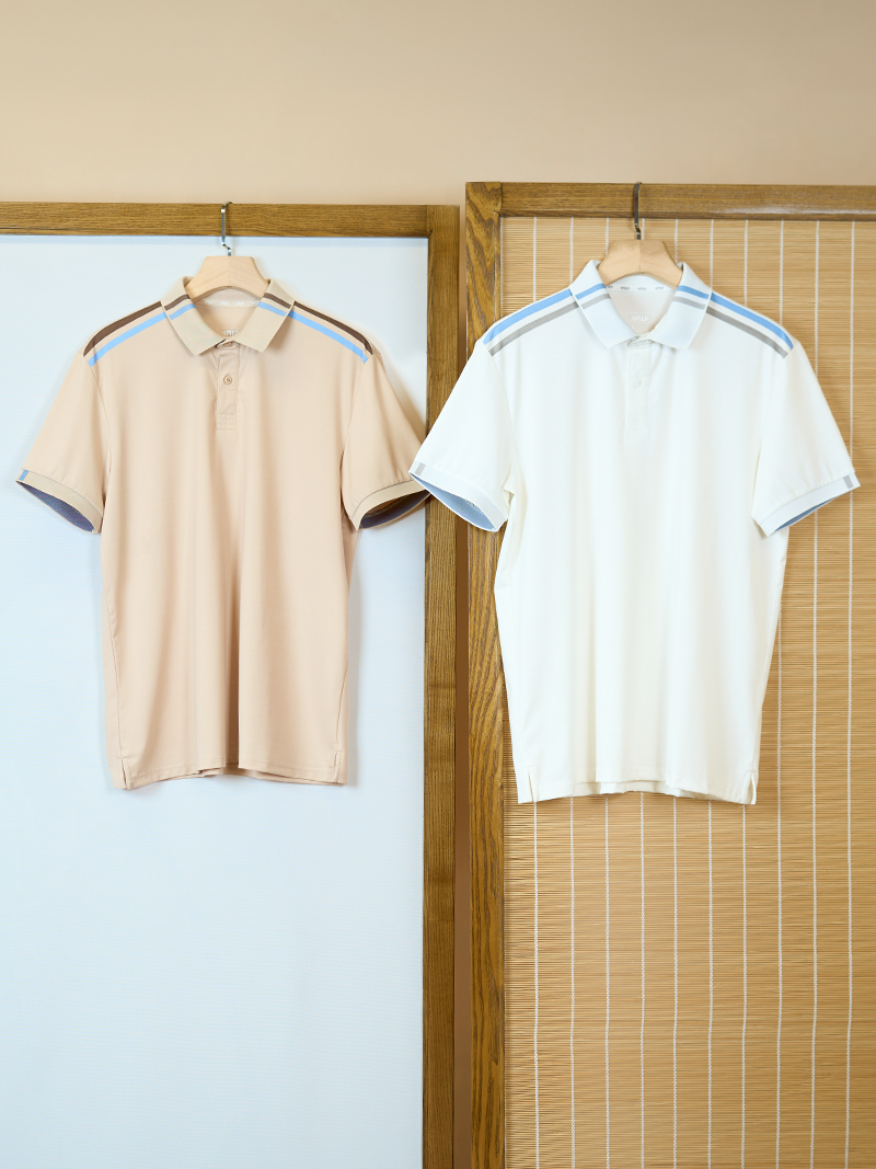 Áo Polo Rayon Phối 2 Sọc Ở Vai Form Regular PO158 Màu Trắng