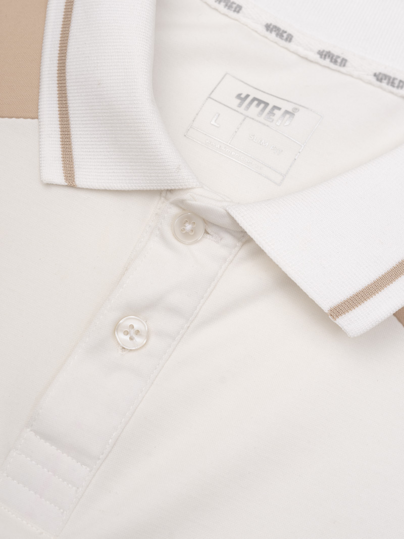 Áo Polo Rayon Rã Phối Form Slimfit PO159 Màu Trắng