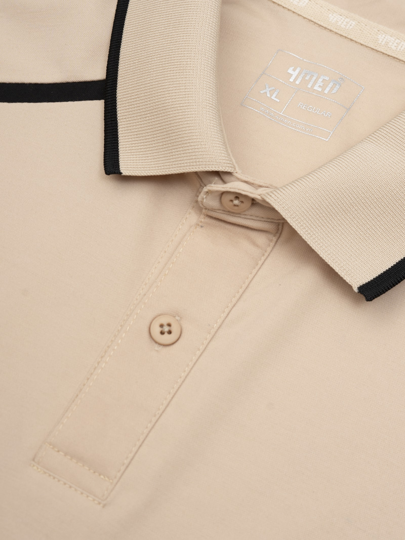 Áo Polo Rayon Rã Phối In Logo M Form Regular PO163 Màu Be Nhạt