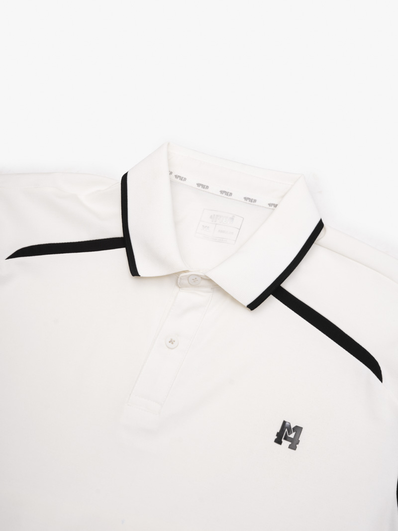 Áo Polo Rayon Rã Phối In Logo M Form Regular PO163 Màu Trắng