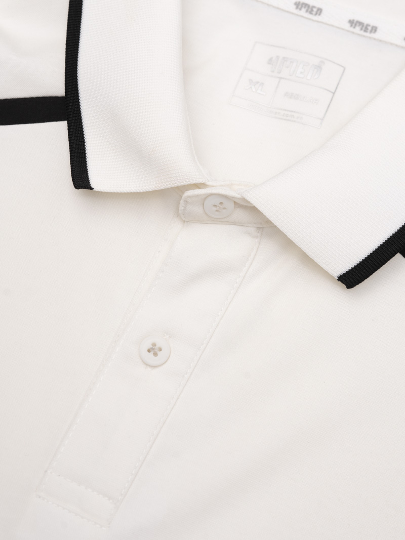 Áo Polo Rayon Rã Phối In Logo M Form Regular PO163 Màu Trắng