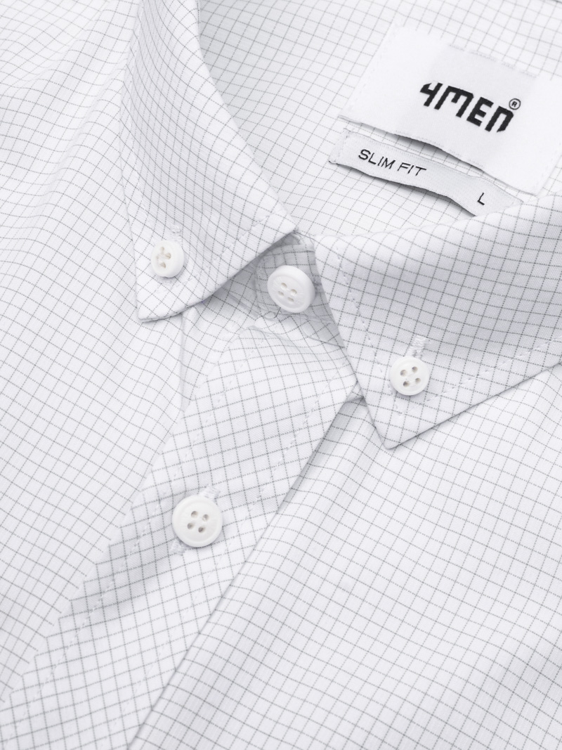 Áo Sơ Mi Caro Hạn Chế Nhăn Wrinkle X Thêu Logo M Ở Ngực Form Slimfit SM175 Caro Đen