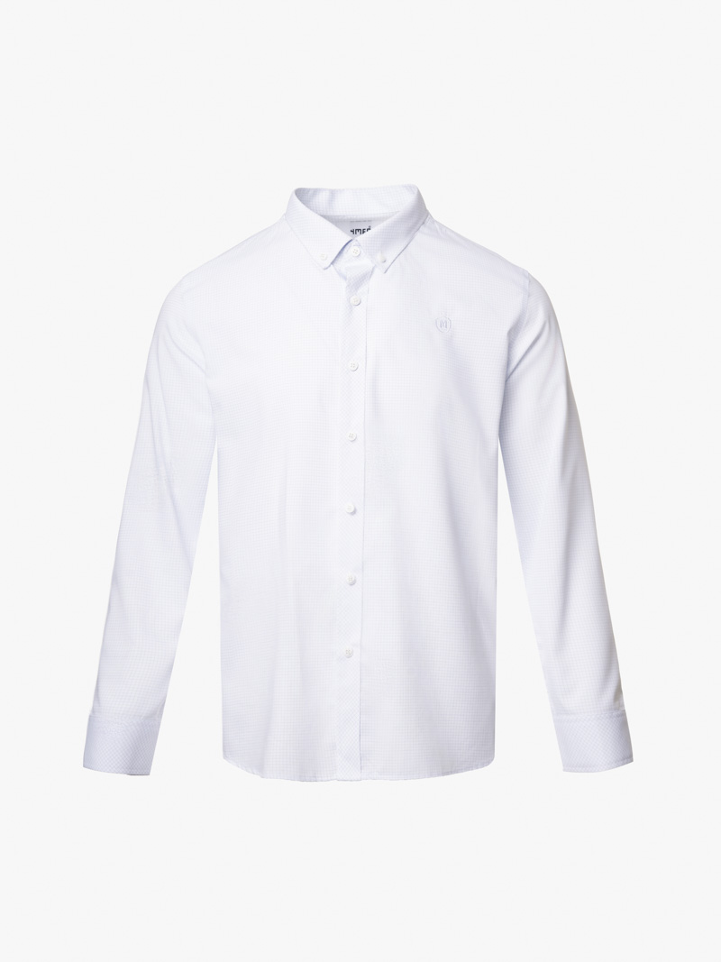 Áo Sơ Mi Caro Hạn Chế Nhăn Wrinkle X Thêu Logo M Ở Ngực Form Slimfit SM175 Caro Xanh Biển