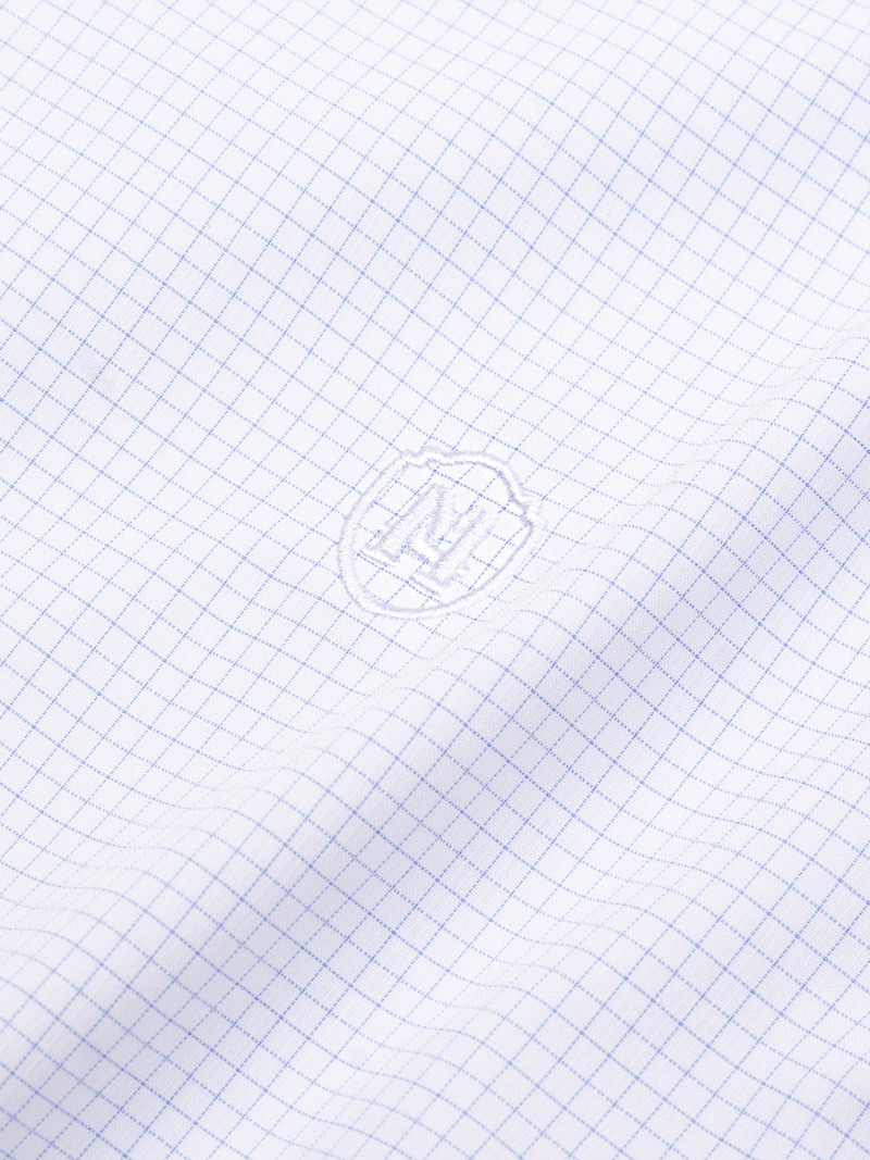 Áo Sơ Mi Caro Hạn Chế Nhăn Wrinkle X Thêu Logo M Ở Ngực Form Slimfit SM175 Caro Xanh Biển