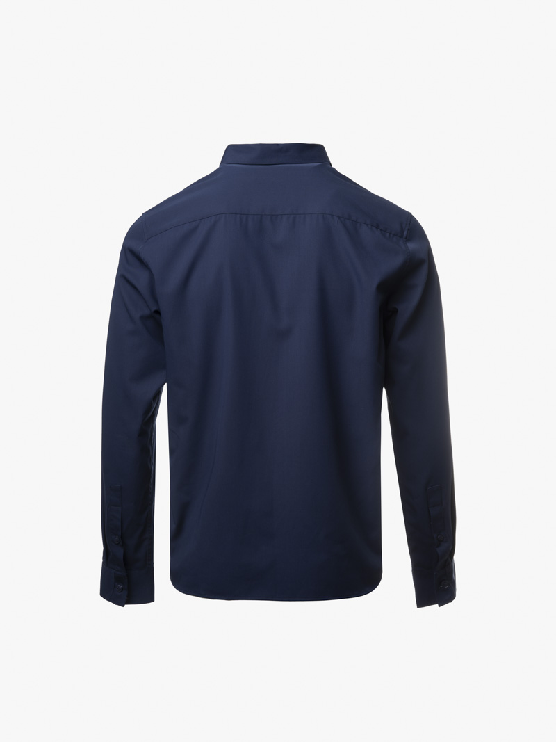 Áo Sơ Mi Diễu Ly Hạn Chế Nhăn Wrinkle X Thêu Peakhour Form Slimfit SM182 Màu Xanh Đen