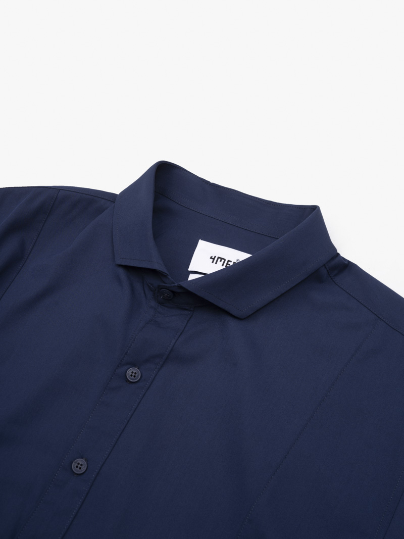 Áo Sơ Mi Diễu Ly Hạn Chế Nhăn Wrinkle X Thêu Peakhour Form Slimfit SM182 Màu Xanh Đen