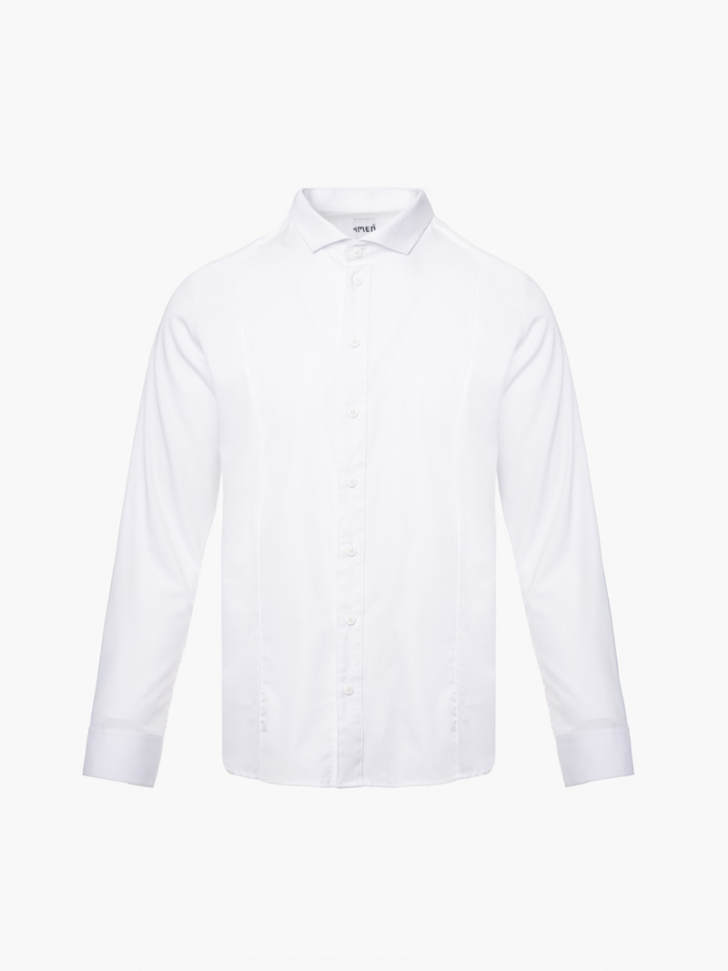 Áo Sơ Mi Diễu Ly Hạn Chế Nhăn Wrinkle X Thêu Peakhour Form Slimfit SM187 Màu Trắng