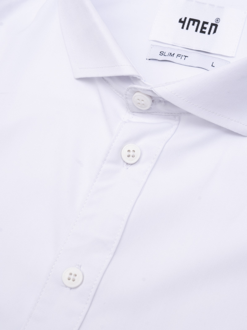 Áo Sơ Mi Diễu Ly Hạn Chế Nhăn Wrinkle X Thêu Peakhour Form Slimfit SM187 Màu Trắng