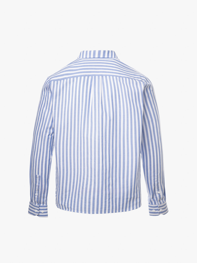 Áo Sơ Mi Oxford Sọc Xanh Thêu Bánh Lái Form Tailored SM183 Sọc Xanh Biển