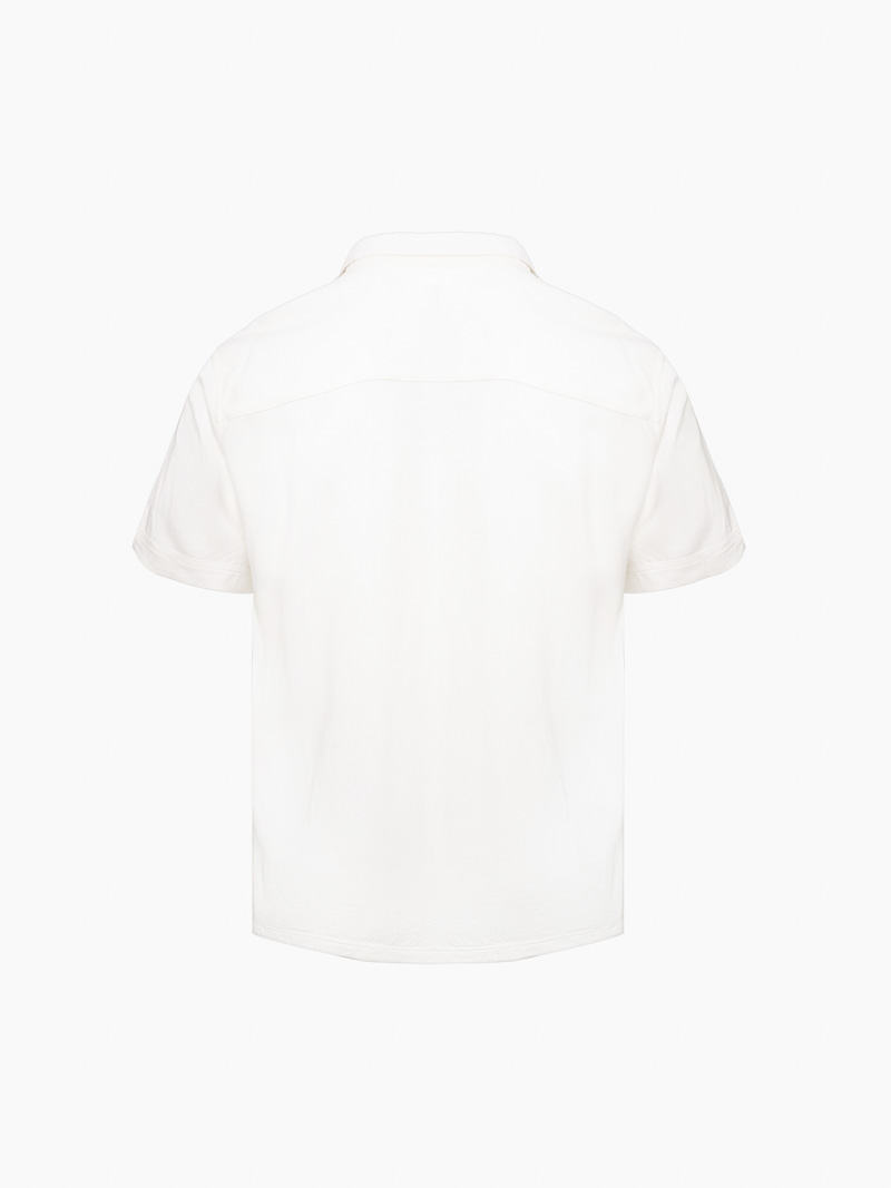 Áo Sơ Mi Linen Trắng Thêu Hình Mỏ Neo 4M Form Regular SM184 Màu Trắng